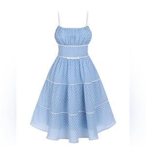 Retro blue polka dot dress
